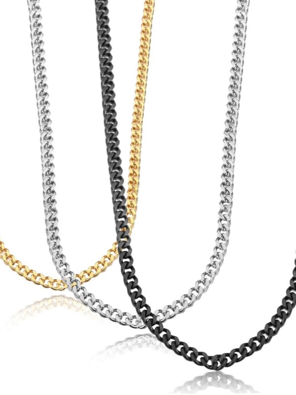 Cuban Link Chain for Men Women 316L Stainless Steel Chain Necklace 3.5mm Non Tar